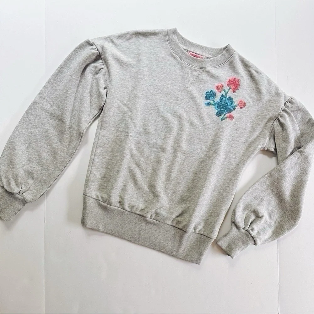 Kate Spade Floral Embroidered Sweatshirt Grey Melange